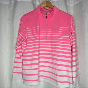 Womens golf pull over lady hagan size large bright pink striped